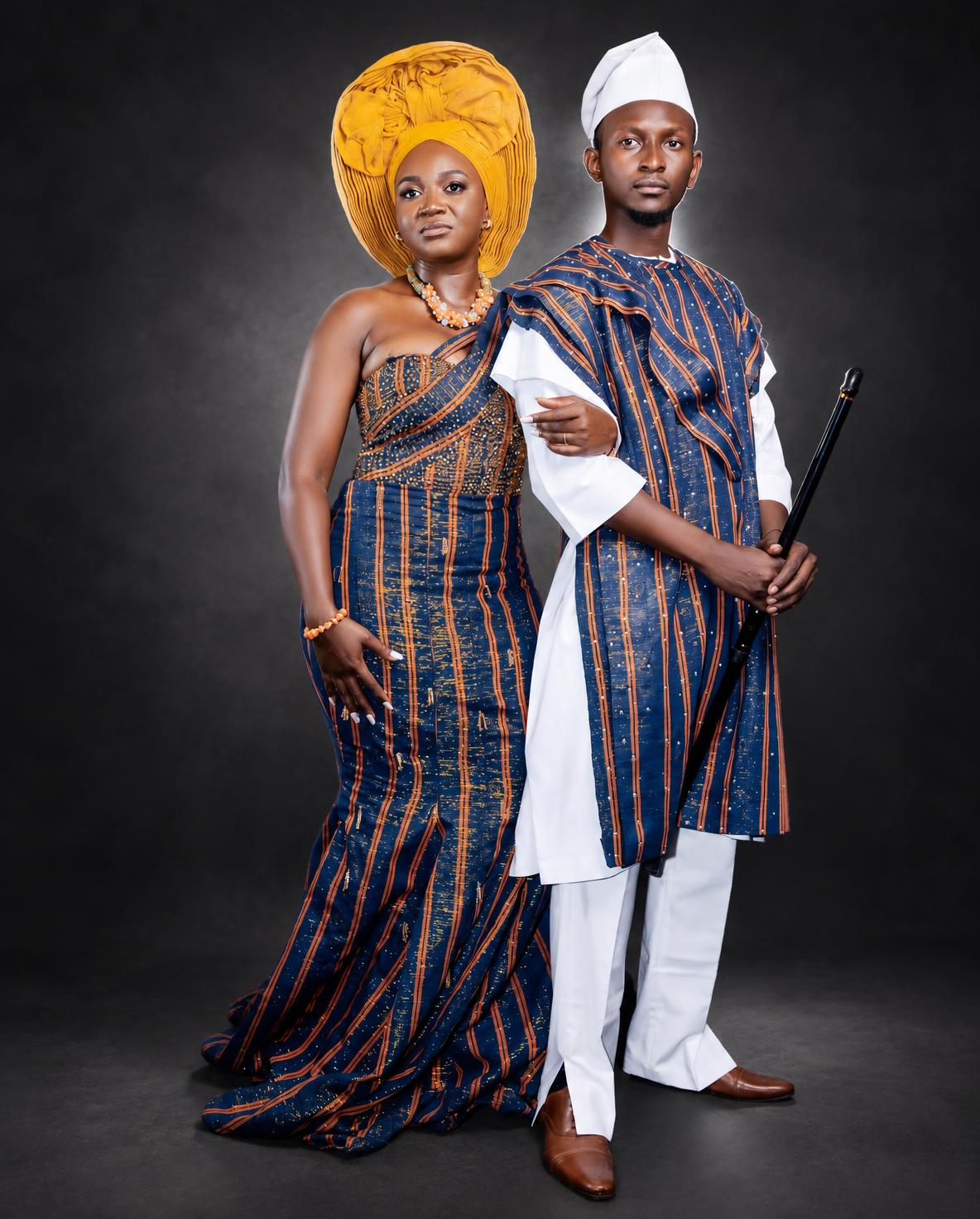 Navy Stripe Couple Set